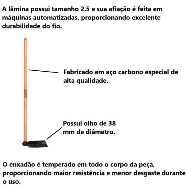 Enxadão Largo 2.5 em Aço com Cabo de Madeira Tramontina