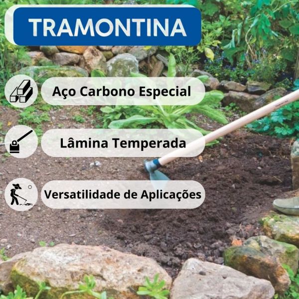 Enxada Canavieira goivada 2.5 com Cabo de Madeira 145cm Tramontina