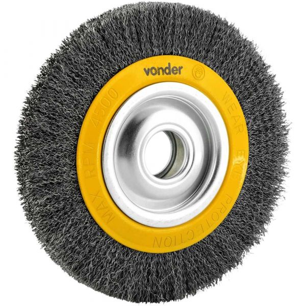 Escova Circular de Aço Ondulada com Bucha de Redução 8 Pol. x 30mm Vonder