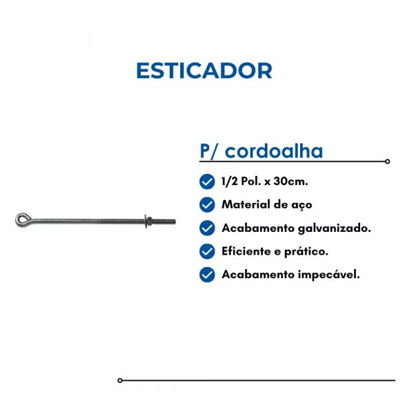 Esticador Para Cordoalha 1/2” x 30cm Jg Industria