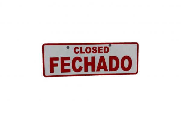 Placa de Sinalização 19 X 7 cm Aberto/Fechado