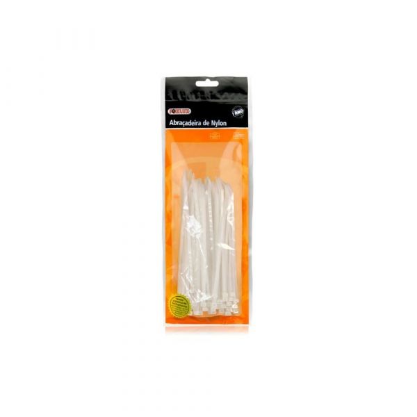 100 Unidades Abraçadeira De Nylon Branca 2.5 X 140 Foxlux