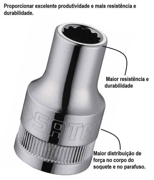Soquete Estriado 9mm Com Encaixe 1/2