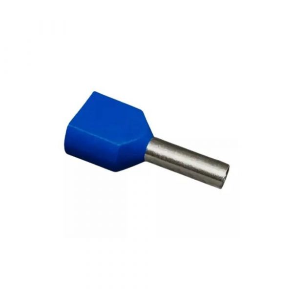 Terminal Tubular Duplo Ilhos 2,5mm Azul Lukma