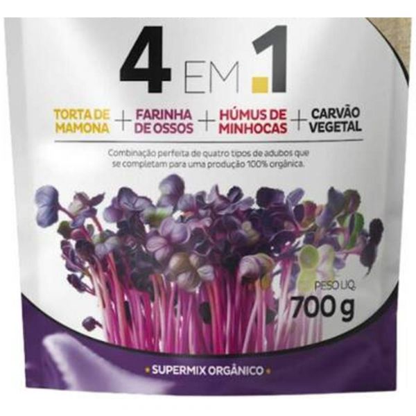 Fertilizante 4 em 1 Torta + Farinha + Humus + Carvão 700g 8001028-U Vitaplan 
