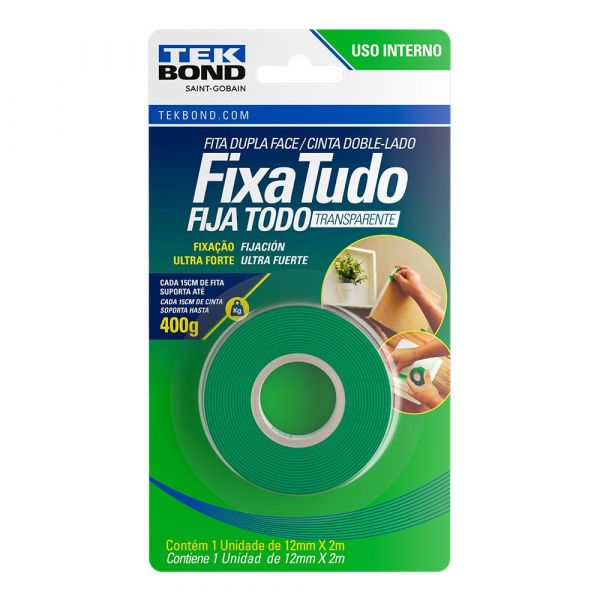 Fita Acrílica Dupla Face 12mm x 2m Tekbond
