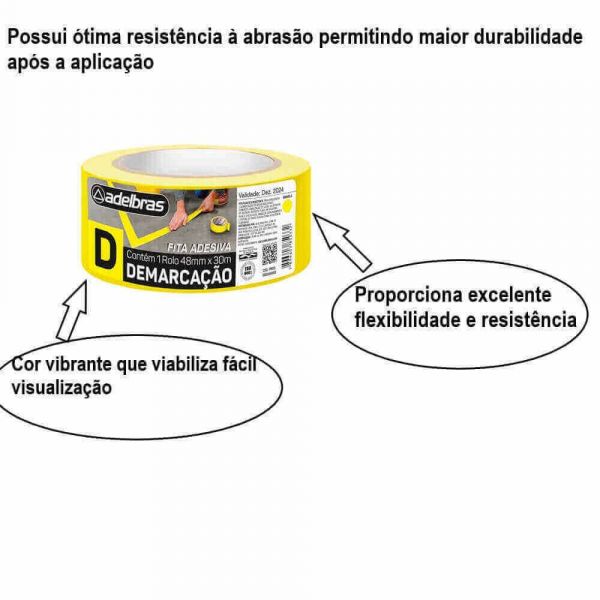 Fita Adesiva para Demarcação de Solo 910 48mmx14m Amarela  Adelbras 0803050004