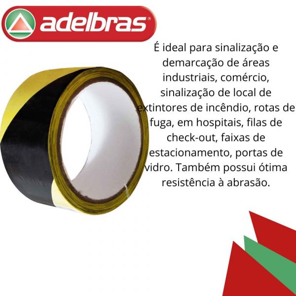 Fita Adesiva para Demarcação de Solo 48mmX14m Amarela/Preto Adelbras
