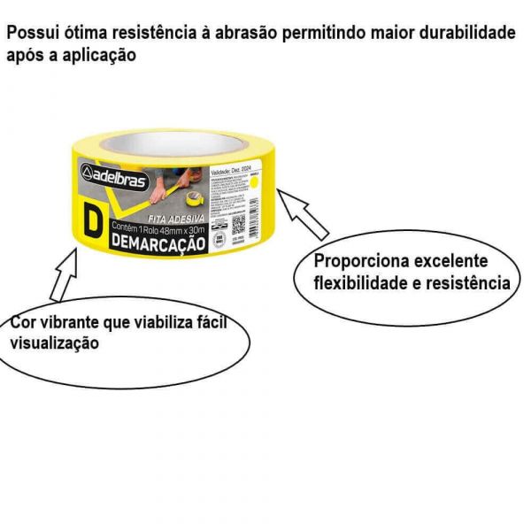 Fita Adesiva para Demarcação de Solo 48mmX30m Amarela Adelbras