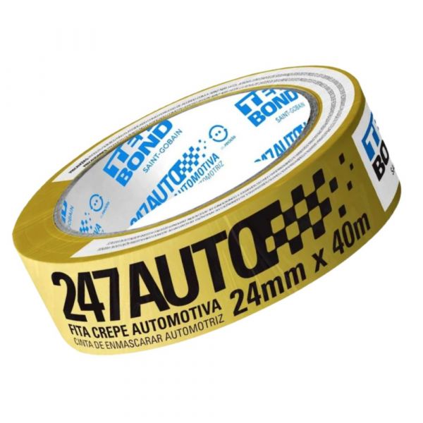 Fita Automotiva 247 Crepe Amarela 24mm x 40M Tek Bond