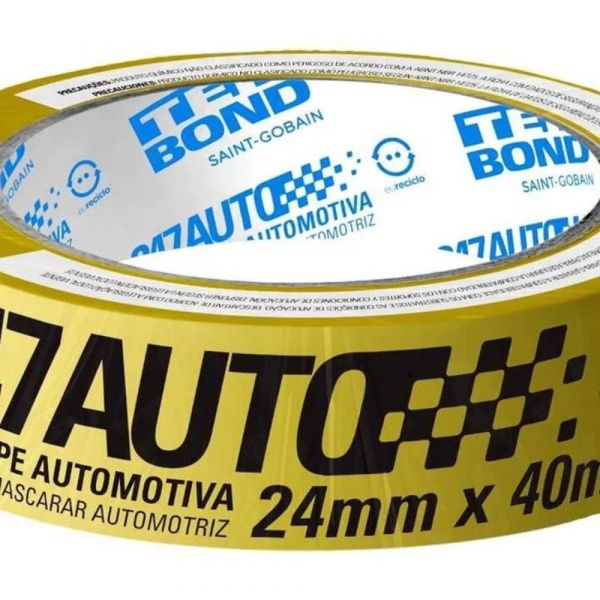 Fita Automotiva 247 Crepe Amarela 24mm x 40M Tek Bond