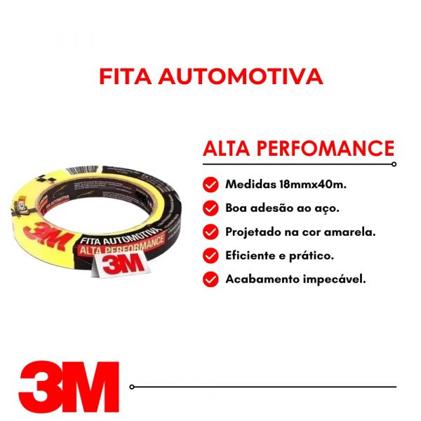 Fita Crepe Automotiva Alta Performance 18mm x 40m 3M