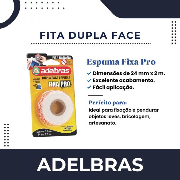 Fita Dupla Face Espuma Fixa Pro941 24mmx2m Adelbras