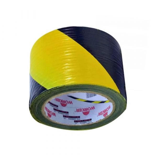 Fita Zebrada Preta e Amarela 7cm x 200m Worker