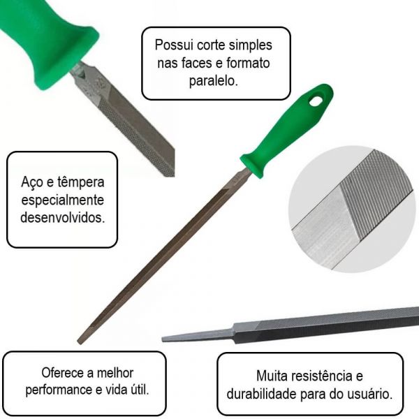 Lima Triangular Delgada 5” Com Cabo K&F