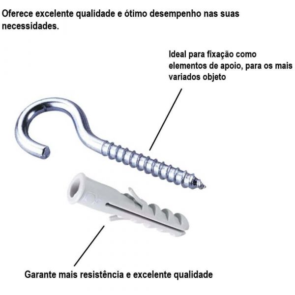 Gancho Com Bucha 4 Unidades 6mm Bemfixa