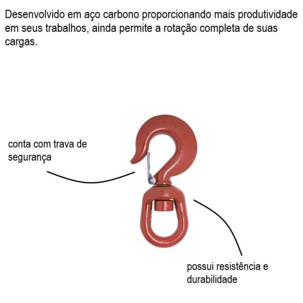 Gancho Olhal Giratório com Trava 1,50 Toneladas Carbostorm