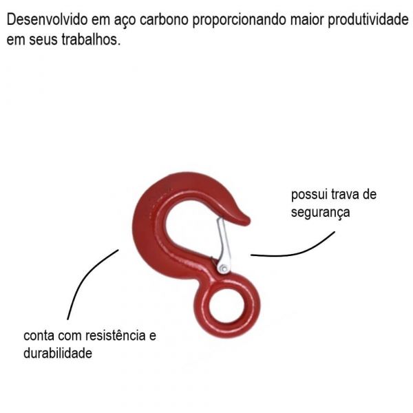 Gancho Olhal com Trava 1000 Kg Carbostorm