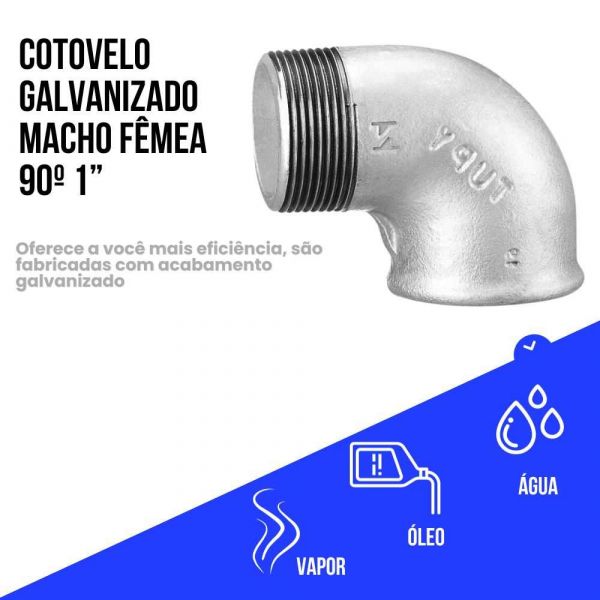 Cotovelo Galvanizado Macho Fêmea 90º 1” Tupy