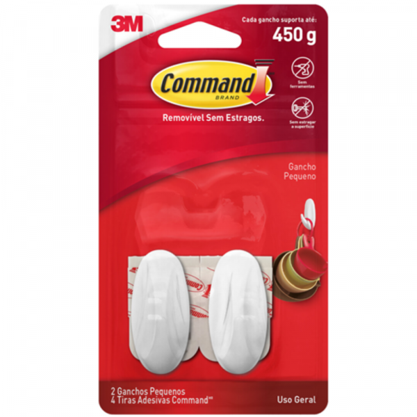 Gancho Pequeno Design com  Adesivo 2un Command 3M