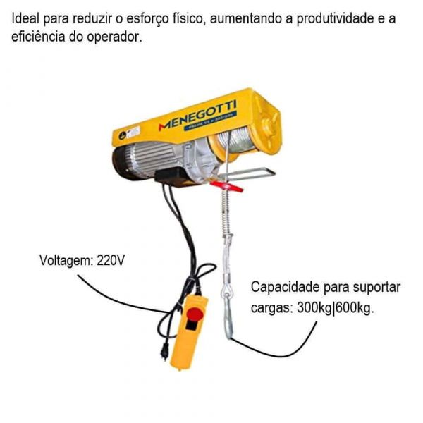 Guincho Elétrico De Coluna Prime Com Motor Monofásico 600KG Manegotti