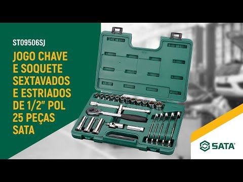 Jogo De Chave Soquete Sextavado Estriado Com Encaixe 1/2
