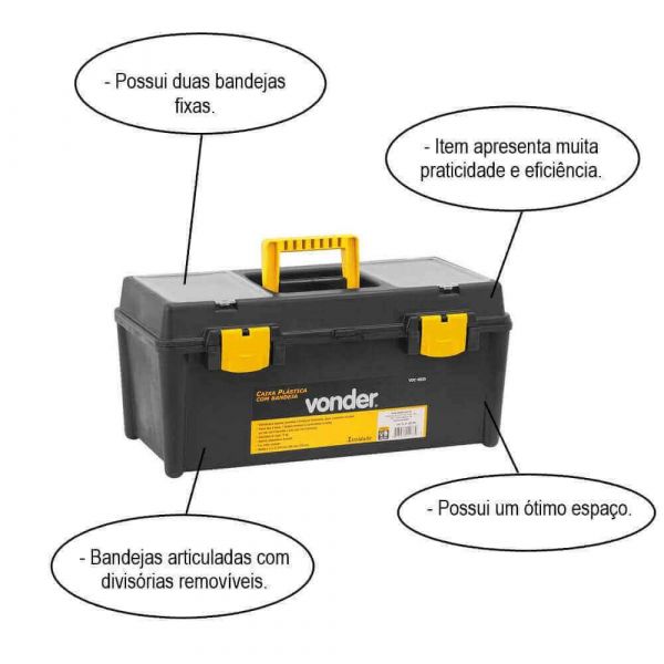 Caixa Plástica VD 1002 Com 1 Bandeja Vonder