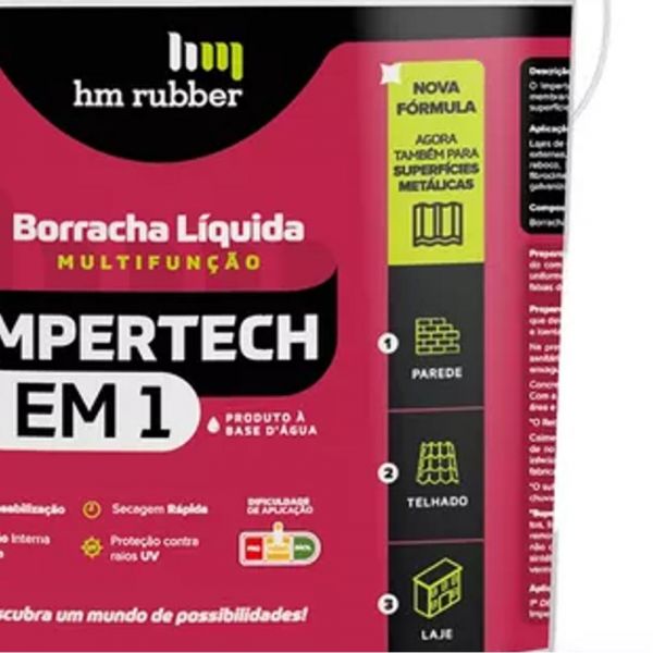 Impermeabilizante Impertech 3 em 1 Cinza 3,6Kg Hm Rubber
