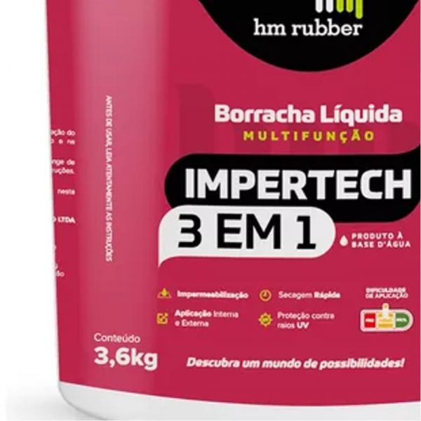 Impermeabilizante Impertech 3 em 1 Cinza 3,6Kg Hm Rubber