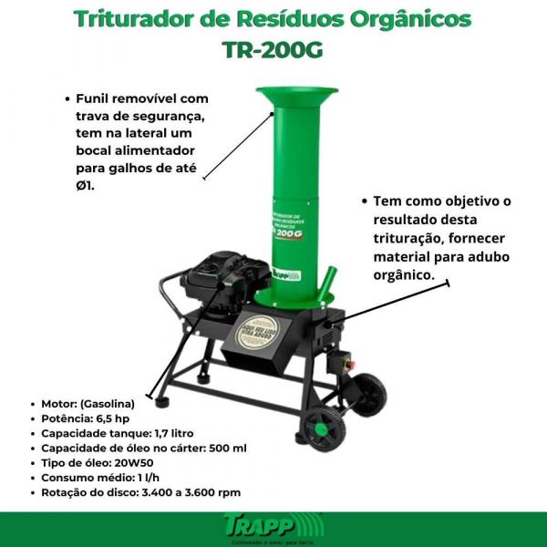 Triturador de Resíduos Orgânicos TR-200G 6,5 CV Trapp