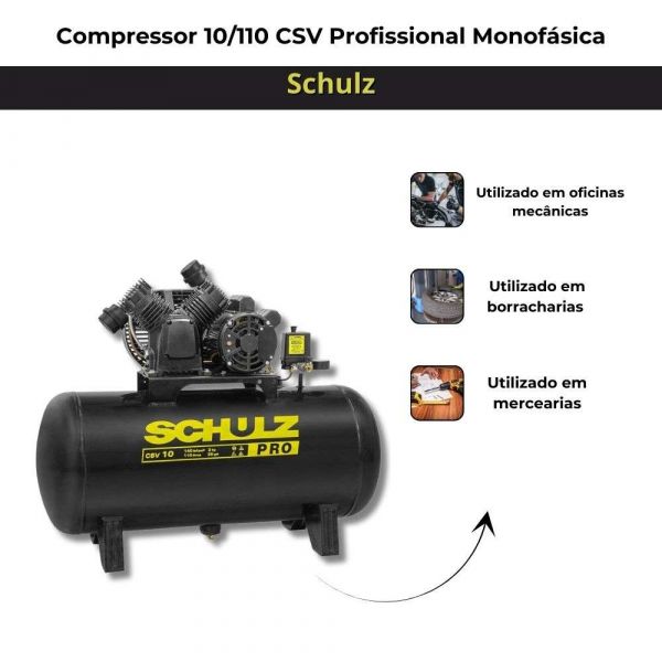Compressor CSV 10/110L Profissional Monofásica Schulz