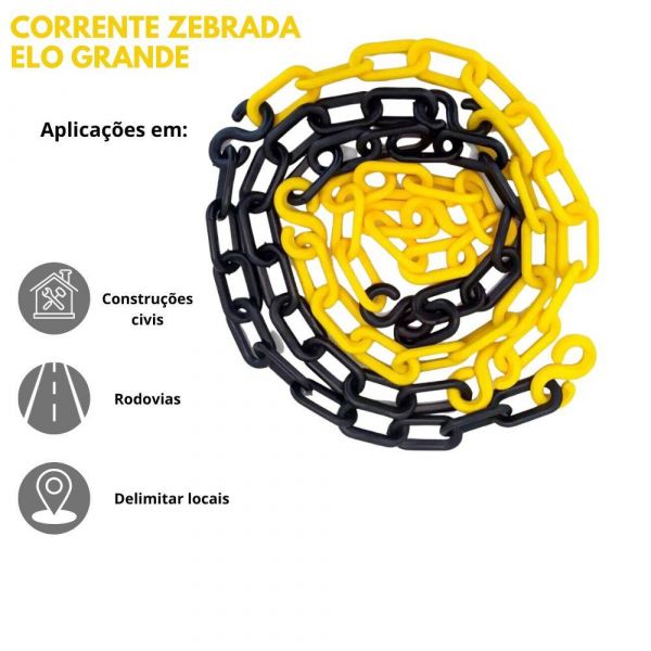 1 Metro Corrente Zebrada Elo Grande 9mm Pro Safety