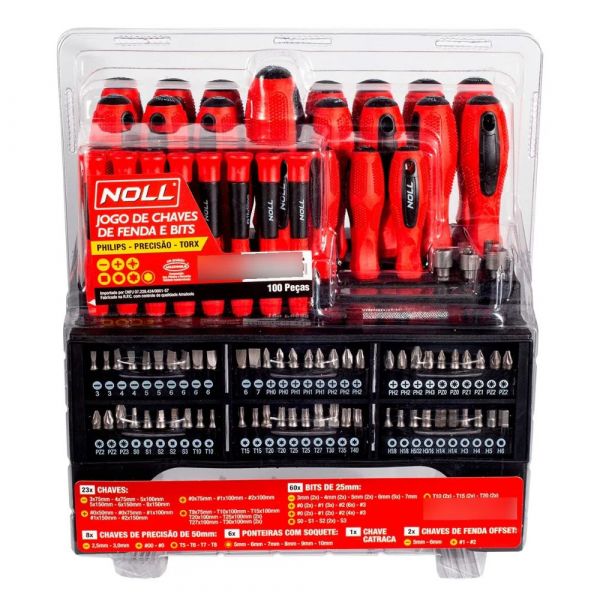 Jogo Chave de Fenda e Phillips Torx Precisão e Bits com Cabo 100 Peças 621.0002 Amatools