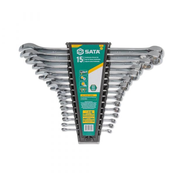 Jogo de Chaves Combinadas de 6 a 32mm com 15 Peças ST08002SJ Sata