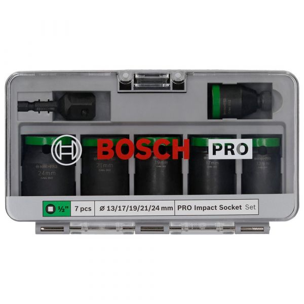 Jogo de Soquetes PRO Impact Curto Encaixe 1/2 Pol. 7 Peças Bosch