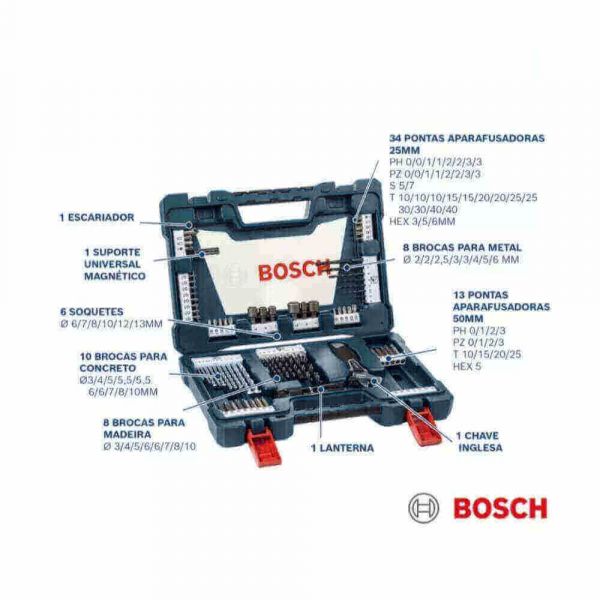 Jogo Kit De Ferramentas Brocas Titânio V-line 83 Peças Bosch