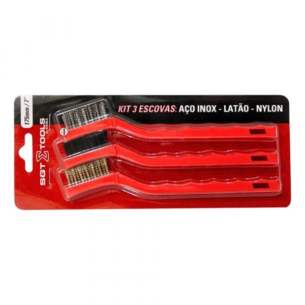 Kit 3 Escovas Aço Inox - Latão - Nylon Sigma Tools