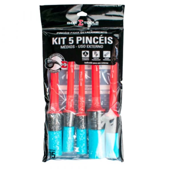 Kit 5 Pincéis Médios Uso Externo TAM: 10-12-14-16-18 Sigma Tools