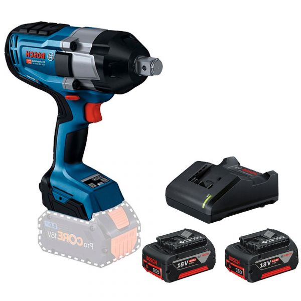 Kit Chave de Impacto GDS 18V-1050 H + 2 Baterias GBA 18V 4Ah + Carregador GAL 18V-40 Bosch