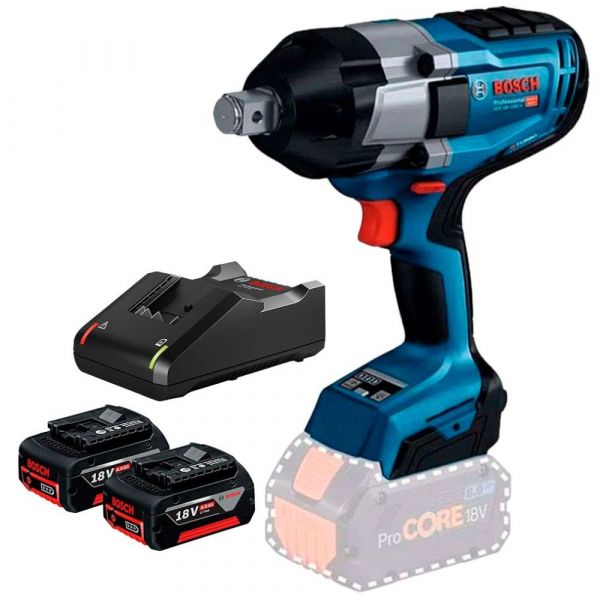 Kit Chave de Impacto GDS 18V-1050 H + 2 Baterias GBA 18V 4Ah + Carregador GAL 18V-40 Bosch