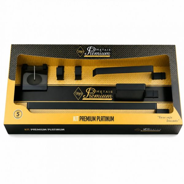 Kit de Acessórios para Banheiro Platinum Black 5 Peças Metais Premium