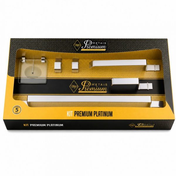 Kit de Acessórios para Banheiro Platinum Cromado 5 Peças Metais Premium