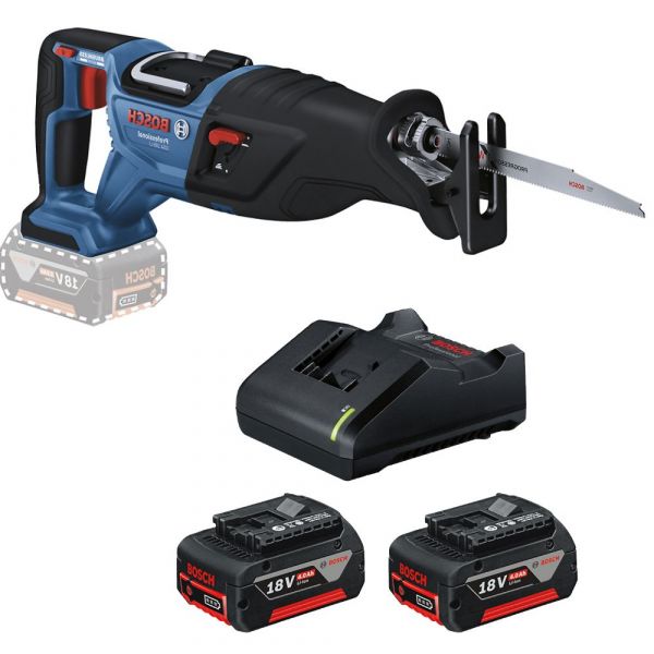 Kit Serra Sabre GSA 185-LI 18V + 2 Baterias GBA 18V 4Ah + Carregador GAL 18V-40 Bosch