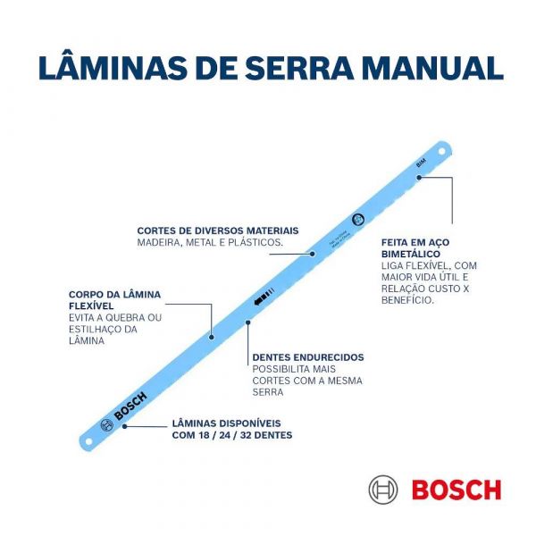 Lâmina de serra manual Bosch Hacksaw 300 mm 24 dentes 2 peças