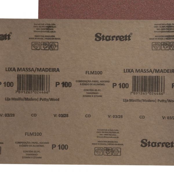 Lixa Massa e Madeira Grão 100 para Semi Acabamento Starrett