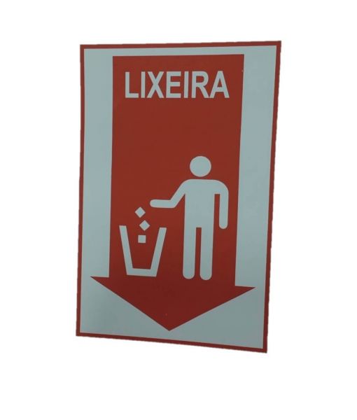 Placa de Sinalização 30x20cm Lixeira 
