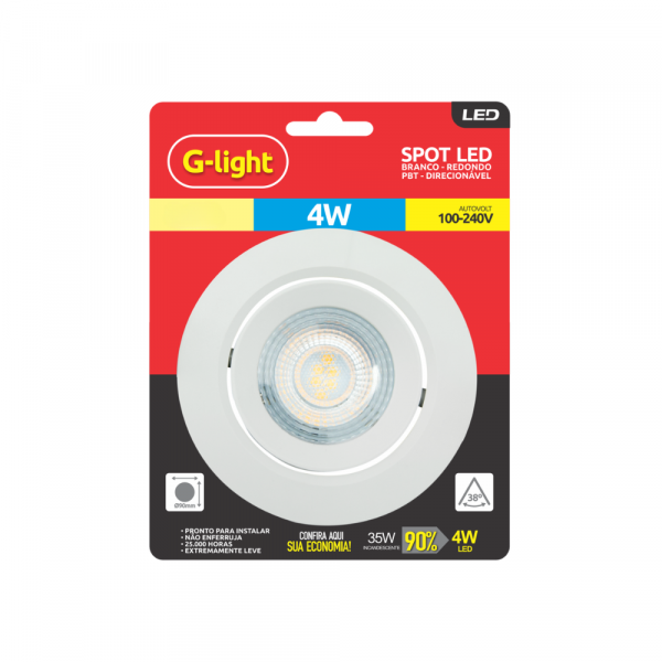 Luminária Redonda Spot Led Branca 4W 4000K G-Light