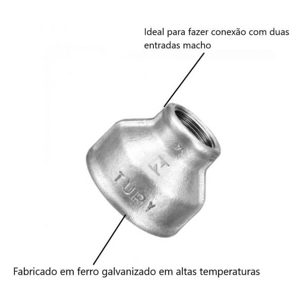 Luva de Redução Galvanizada 1.1/2 X 3/4” Tupy