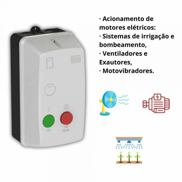 Chave de Partida Direta PDWM Monofásica 220V 1/2-3/4CV 4-6, 3A Weg