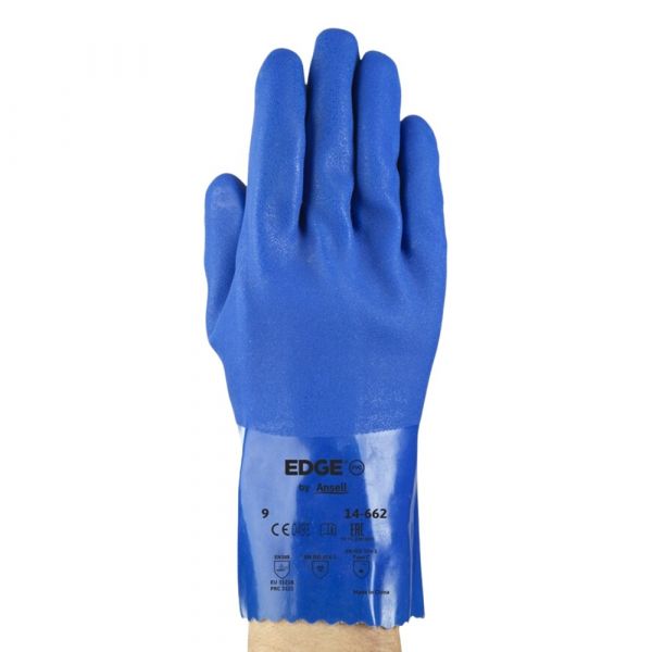 Luva PVC Azul 26cm EDGE 14-662 Tamanho 10 Ansell